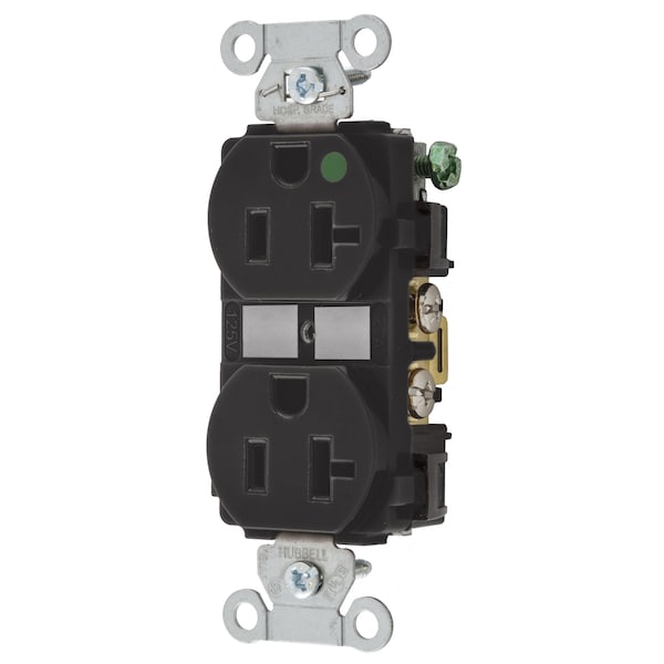 Straight Blade Receptacle, 5-20R, 20 A, 125V AC, 2 Pole, 3 Wire, Flush Mount, Grounded